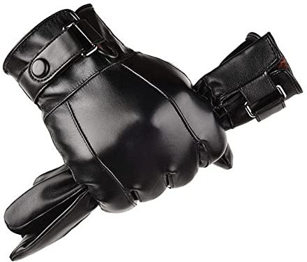 OPYTR Handschuhe Männer Winter Warme Mode wasserdichte Handschuhe Herren Faux Leder Fahrhandschuhe Dünne Lederhandschuhe for Touchscreen Braun Winddicht gefüttert dick