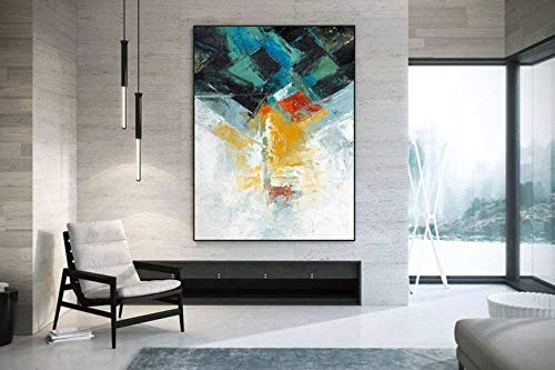 Ölbilder Auf Leinwand Handgemalt,Große Moderne Bunte Kunst 100% Handgezeichnete Kunstwerke, Abstrakte Pop Malerei Kunst Wandbild Wohnzimmer Schlafzimmer Galerie Wanddekoration, 90×150Cm (35.4X59In