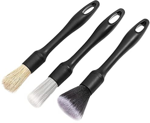 Adifare 3pcs Car Detailing Brushes Set Soft Auto Detailing Brush Kit Interchangeable Different Sized Car Detail Cleaning Tool Reusable Car Detailing Brush for Car Interior Exterior Wheels