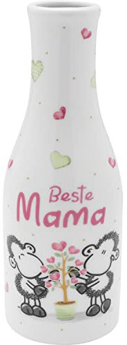 Sheepworld Vase mit Motiv Beste Mama | Blumenvase mit Geschenkanhänger, Mehrfabrig | Geschenk für Mama, Muttertag, Valentinstag | 47410