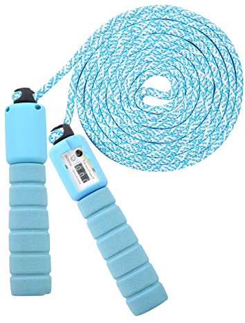 Konvinit Springseil Kinder Hüpfseil mit Zähler Sprungseil Verstellbare mit Komfortablen & Anti-Rutsch Griffen für Mädchen Junge,sky blue