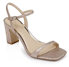 Jewel Badgley Mischka Rayla Block Heel Sandal, Rose Gold, 9 UK