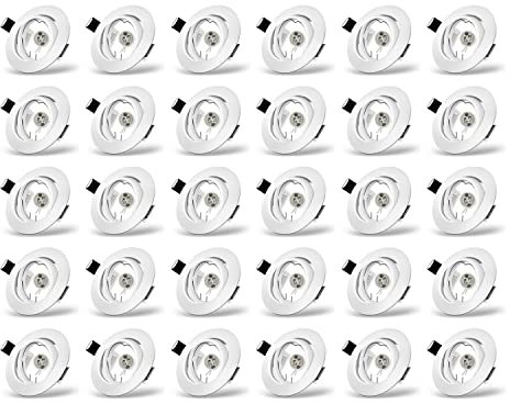 Yiahin Einbaustrahler GU10 Set, Schwenkbar led spot einbaurahmen Rund Matt Weiß, Einbauleuchte Einbaurahmen Optik, Inkl. GU10 Fassung für LED oder Halogen Leuchtmittel, 30 Stück