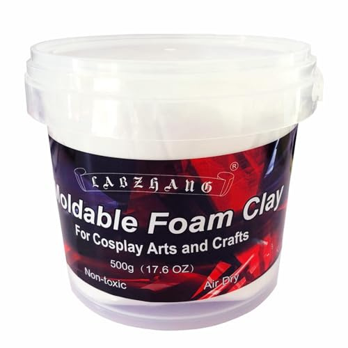 500g Cosplay Foam Clay,Lightweight Sculpting Foam, Air Dry Clay for Cosplay and Costumes,Moldable Foam Clay for Intricate Designs, Cutting or Rotary Tool, Sanding or Shaping (White)
