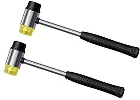 Martillo de goma de nailon de doble cabeza de 25 mm, mazo de metal suave de doble cara para joyería, carpintería, cuero, manualidades, instalación de suelos (paquete de 2)