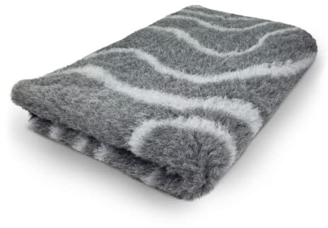 Topmast Vetbedden, Anti Rutsch Hundedecke, 100 x 75 cm, Wellen, Grau, Maschinenwaschbar, Rutschfeste Hundematte, Hundebett für Hunde und Welpen (Medium)