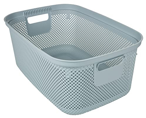 30L Plastic Laundry Basket Laundry Clothes Washing Hamper Bin Storage Container Organiser with Handles (Teal)