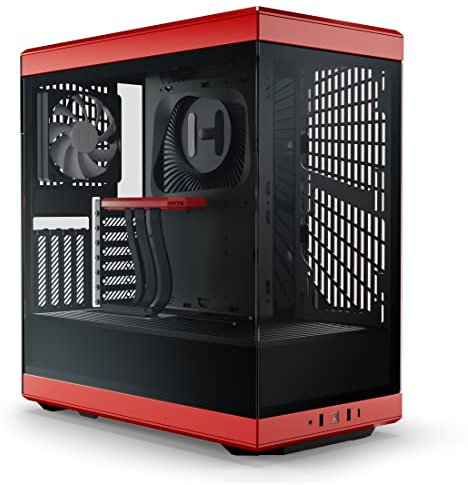 HYTE Y40 Modern Aesthetic Panoramic Tempered Glass Mid-Tower ATX Computer Gaming Case with PCIE 4.0 Riser Cable Included, Red (CS-HYTE-Y40-BR)