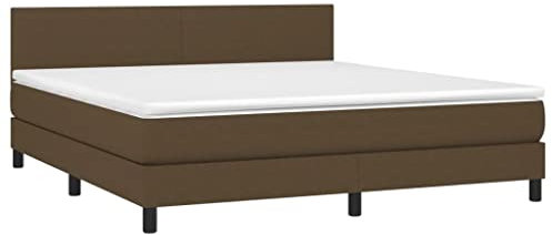 vidaXL Boxspringbett mit Matratze Polsterbett Doppelbett Bett Hotelbett Schlafzimmerbett Bettrahmen Bettgestell Lattenrost Dunkelbraun 160x200cm Stoff