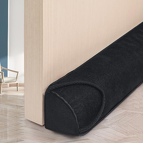 HooTown Zugluftstopper für Türen, 102cm Schwerer Windstopper Türluftstopper für Schutz, Zugstopper Haustür Kältestopper für Türen & Fenster, Schwarz