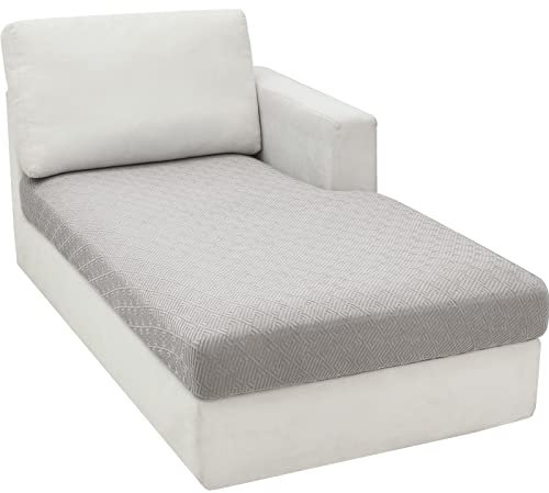CHELZEN Sofa Sitzkissenbezug, Hochelastischer Sitzbezug, Stretch Sofasitzbezug Schonbezug Schutz Sofabezug L-förmiger Ecksofas für Wohnzimmer (Chaiselongue, Silbergrau)