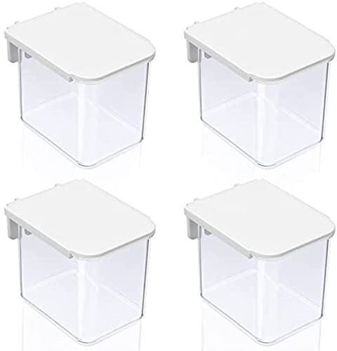 RAUKS Lot de 4 boîtes de rangement en panneau perforé avec couvercle, boîtes de rangement en plastique transparent avec crochets, porte-gobelet pour garage, cuisine, artisanat, salle de rangement