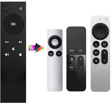 FOXRMT Universal Remote for Apple TV 4K/Apple TV Gen 1 2 3/ Apple TV HD A2169 A1842 A1625 A1427 A1469 A1378 A1218 Without Voice Button