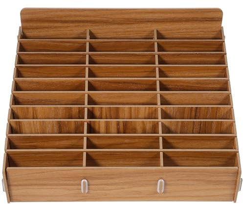 Scatola Porta Cellulari in Legno a 30 Scomparti, Organizer Da Scrivania Per Telefono Mobile, Ideale Per Aula E Sala Riunioni