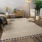 Paco Home Teppich Wohnzimmer Schlafzimmer Kurzflor Skandinavisches Boho Muster Geometrische Optik Einfarbig Fransen Moderne Deko, Grösse:120x160 cm, Farbe:Creme