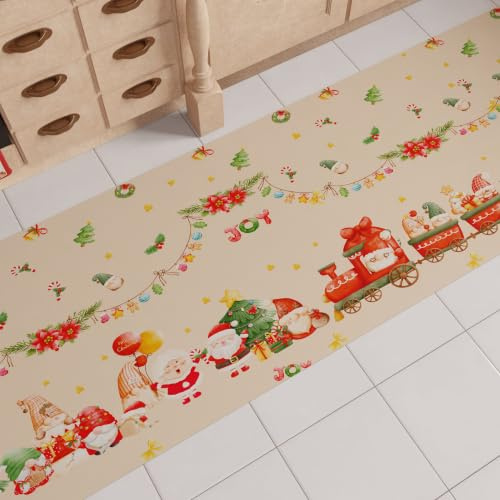PETTI Artigiani Italiani - Weihnachts-Küchenläufer, Rutschfester und waschbarer Teppich, 52 x 240 cm, Weihnachtswichtel-Teppich, Made in Italy