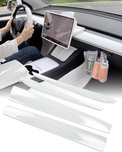 Dashboard Cover Wrap & Inner Front Door Trim Panel Cover Compatible with Tesla model 3/y (Pearl white)