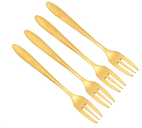4 Pièces fourchette à gâteau fourches à trois dents fourchettes à collations fourchettes apéritif vaisselle en métal Dessert couteau et une fourchette fruit Acier inoxydable