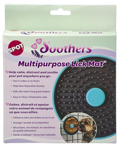 SPOT Soothers Multipurpose Dog Licking Mat- Dog Peanut Butter Lick Pad & Slow Feeder for Crate, Enrichment Toy for Small & Medium Dogs and Puppies, Food Grade Rubber, Anxiety Reliever, 6inch
