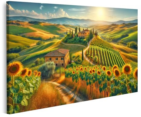 islandburner Prime Bild auf Leinwand Malerische Toskana-Landschaft im warmen Nachmittagslicht Bilder Wandbilder Poster