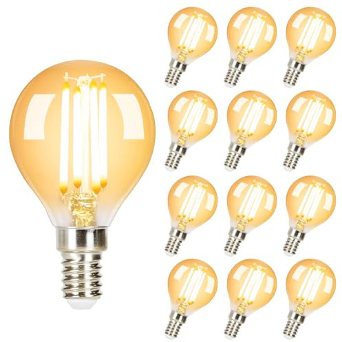 GBLY 12 Stück LED Glühbirne E14 Vintage Lampe - G45 Edison Retro Glühlampe 2700K 4W Warmweiß Filament Leuchtmittel Birne Glas Antike Energiesparlampe für Hotel Haus Café Bar