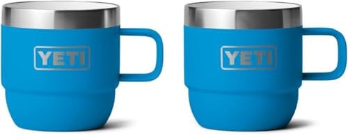 YETI Rambler Espresso Mug, Vacuum Insulated Stainless Steel Stackable Mug, Big Wave Blue, 2 Pack 6 oz (177 ml)
