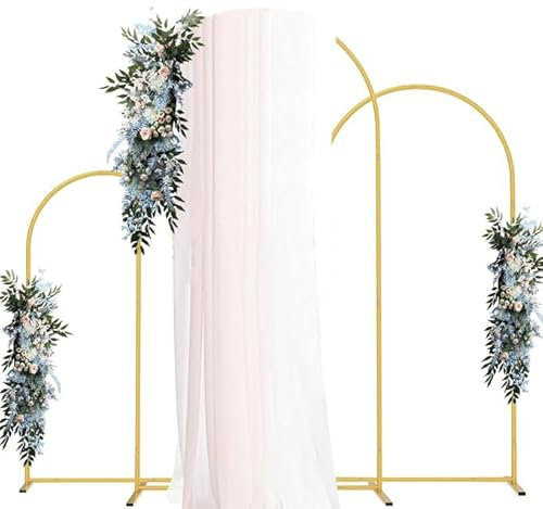 Aolawco Set of 3 Wedding Arch Backdrop Stand 6FT, 5FT, 4FT, Wedding Arch Balloon Arch Stand for Birthday Wedding, Baby Shower Grad Party Garden Floral Arch Decoration Decoration (Patented Design)