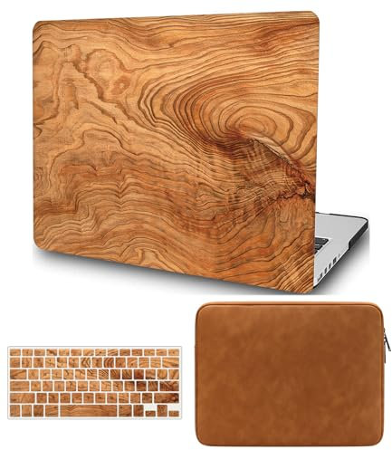 Hülle Kompatibel mit Macbook Air 11 Zoll 2015 2014 2013 2012 2011 2010 A1370 A1465, Plastik Hartschale Snap Case & Tastaturabdeckung & Leder Tasche, Holzmaserung