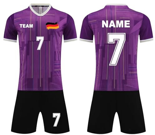 Maillot de Foot Maillot Football Personnalisé Enfant Adulte Ensemble Foot Peut Être Personnalisé avec Votre Nom Numéro Équipe Logo Violet
