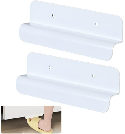 Sozize Cabinet Foot Pull for Trash Drawer - Touchless Handle for Full Overlay Cabinet Door (2pcs, White)