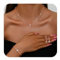 FDEETY Schmuckset für Damen Elegante Strass Halskette Armband Ohrringe Kristall Brautschmuck Set Allergenfrei Hochzeitsschmuck Hochzeit Modeschmuck für Mädchen