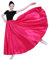 LSYHHXC Damen 540D 720 Grad Satinrock Bauchtanzrock Damen Gypsy Lange Röcke Tänzerin Übungskleidung Verschiedene Massivgold Tanzrock(Rose red,540D 85cm)
