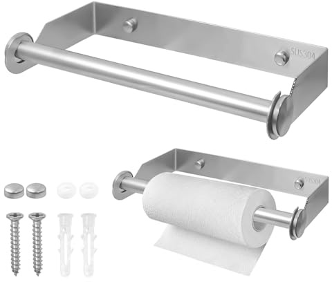 XNJIHWA Porte Essuie Tout Mural Support Papier Essuie Tout en Acier Inoxydable Dérouleur Porte Sopalin Mural pour Cuisine Salle De Bain,28cm,Argent