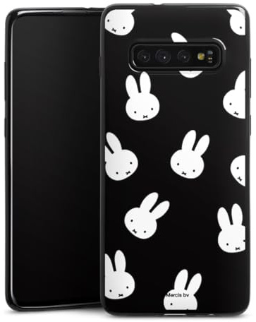 Slim Case extra dünn kompatibel mit Samsung Galaxy S10 Plus Silikon Handyhülle schwarz Hülle Miffy Muster transparent
