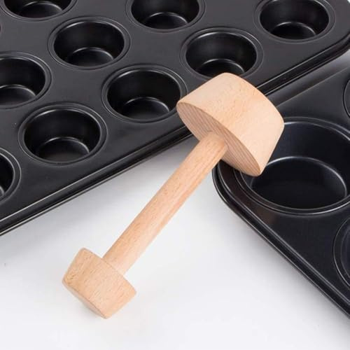 Holz Teigstampfer für Tart & Quiche – Beidseitiger Backstempel aus Buchenholz – Professionelles Backzubehör für Tortenböden & Gebäckformung