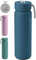 BLOOM | Borraccia Termica 500 ml | Bottiglia Termica con Tappo a Bottone e Cordino | Borracce Termiche Doppia Parete Isolante | Water Bottle Senza BPA | Design Unico (Blu)