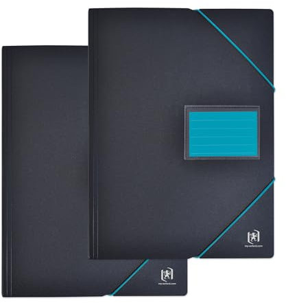 OXFORD Lot de 2 Porte Vues 120 vues / 60 pochettes A4, Haute qualité, Noir et Bleu