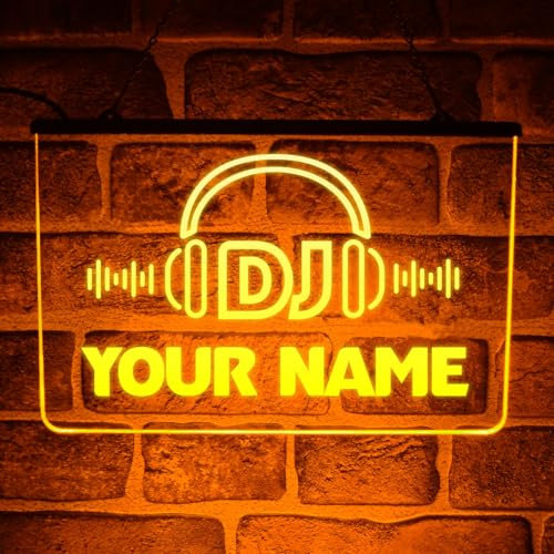 Personalised DJ Studio Neon LED Sign – Custom Light Up Name Plaque for Music Room, Radio Station, Booth Accessories – Unique Gift Ideas (USB Powered) (Multi-colour)
