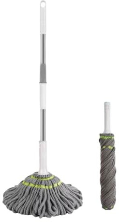 FLKWOP Trapeador deshidratado 2 en 1, mopa autoescurrida, mopas giratorias autoescurridas para limpieza de suelos, limpieza de pared redonda, fregona de 360 grados, grado