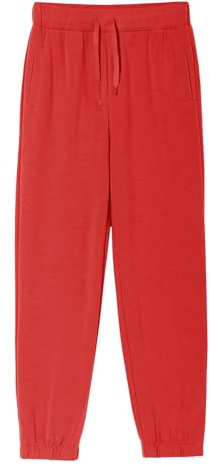 Haloumoning Pantalon de sport pour garçons Regular Fit - Pantalon de jogging léger pour enfants - Pantalon de sport uni - Pantalon décontracté avec taille élastique et poches, rouge, 9-10 ans