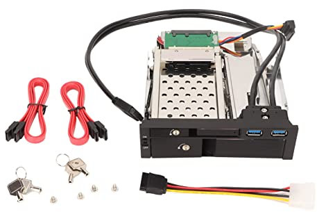 SATA Internal Hard Drive Tray - 6Gbps USB 3.0 Hot Swap Mobile Rack with Key Lock for 2.5 / 3.5in HDD in 5.25in Bay Cooling Aluminum Server PC Storage