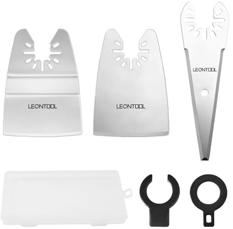 LEONTOOL Oszillierende Werkzeug-Schaberklingen, universelle oszillierende Multitool-Klingen – konisch gebogen, flexible Schaber mit Adaptern zum Schaben, Schneiden, Entfernen von Teppichfliesen, Farbe