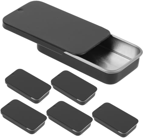 Gatuida 6pcs Slide Top Tin Boxes Storage Containers for Candies Metal Boxes Push Style