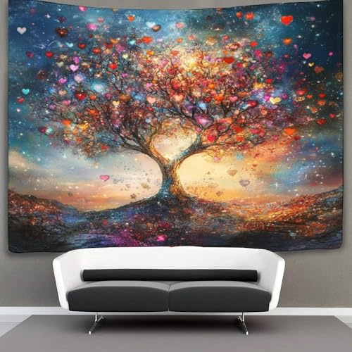 kaiyun Lebensbaum Wandteppich Wandtuch Wandbehang Tapestry Tapisserie Wanddekoration Unity Harmony Liebe Peace Wandkunst Wandtücher 100cmx150cm