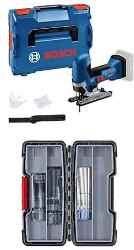 Seghetto alternativo a batteria Bosch Professional GST 18V-125 S (incl. 1 lama per seghetto alternativo, set di aspirazione, in L-BOXX) + set di 30 lame per seghetto alternativo Bosch Basic