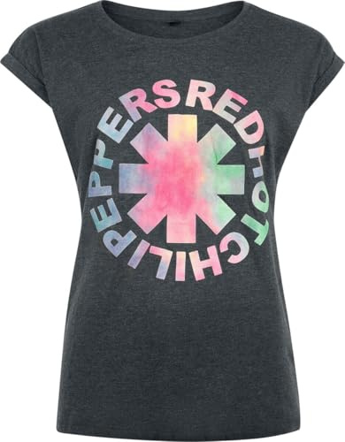 Red Hot Chili Peppers Coloured Logo Crystal Frauen T-Shirt Charcoal
