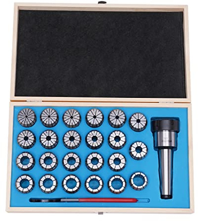 23-Tlg ER40 Spannzangen Set MK4/MT4 M16 4-26mm 65Mn Federstahl 0,02mm Präzision Inkl Schraubenschlüssel Holzbox Für CNC Fräse Drehmaschine Bohren Schleifen