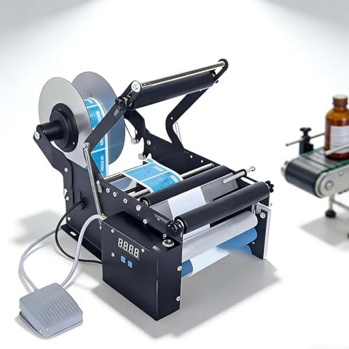 CUTANGELAR Etichettatrice Semiautomatica, Applicatore Di Etichette Per Bottiglie Rotonde, Applicazione Ad Alta Velocità A 30 Volte Al Minuto Per Vetro, Plastica E Alimenti(Upgrade)