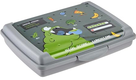 keeeper carla Essensbox, Mini, 0,5 l, Monster Gamer, Nordic Grey | Praktischer und sicherer Clipverschluss, Mühelos mit nur einem Klick öffnen, Zuverlässig verschließen, Lebensmittelecht