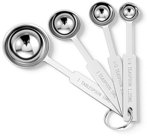 Tyqour 4PCS Measuring Spoons Tablespoon Measuring Spoon Stainless Steel Measure Spoon Baking Measuring Cups for Home Baking Essentials Dishwasher Safety Tyqour Table Spoons, Teaspoon, Tablespoon
